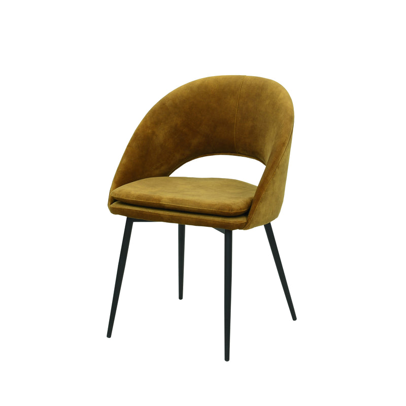 Mustard yellow fabric or leather chair with steel legs | Model LAVA