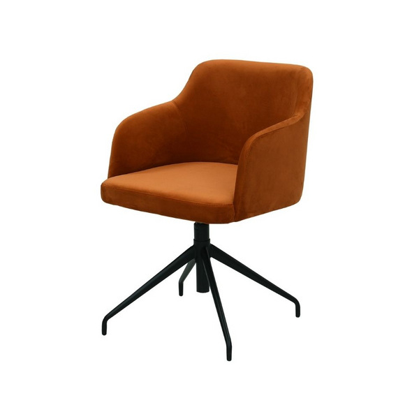 Orangefarbener Wohnzimmerstuhl mit Stahlbeinen aus Stoff oder Leder | Modell ROBI