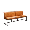 Sitzbank mit außengestellter Nähte Cognac Farbe Stahl Leder/  Büffelleder Esszimmerbank mit Stahlrahmen | Modell FLEET SHANGHAI